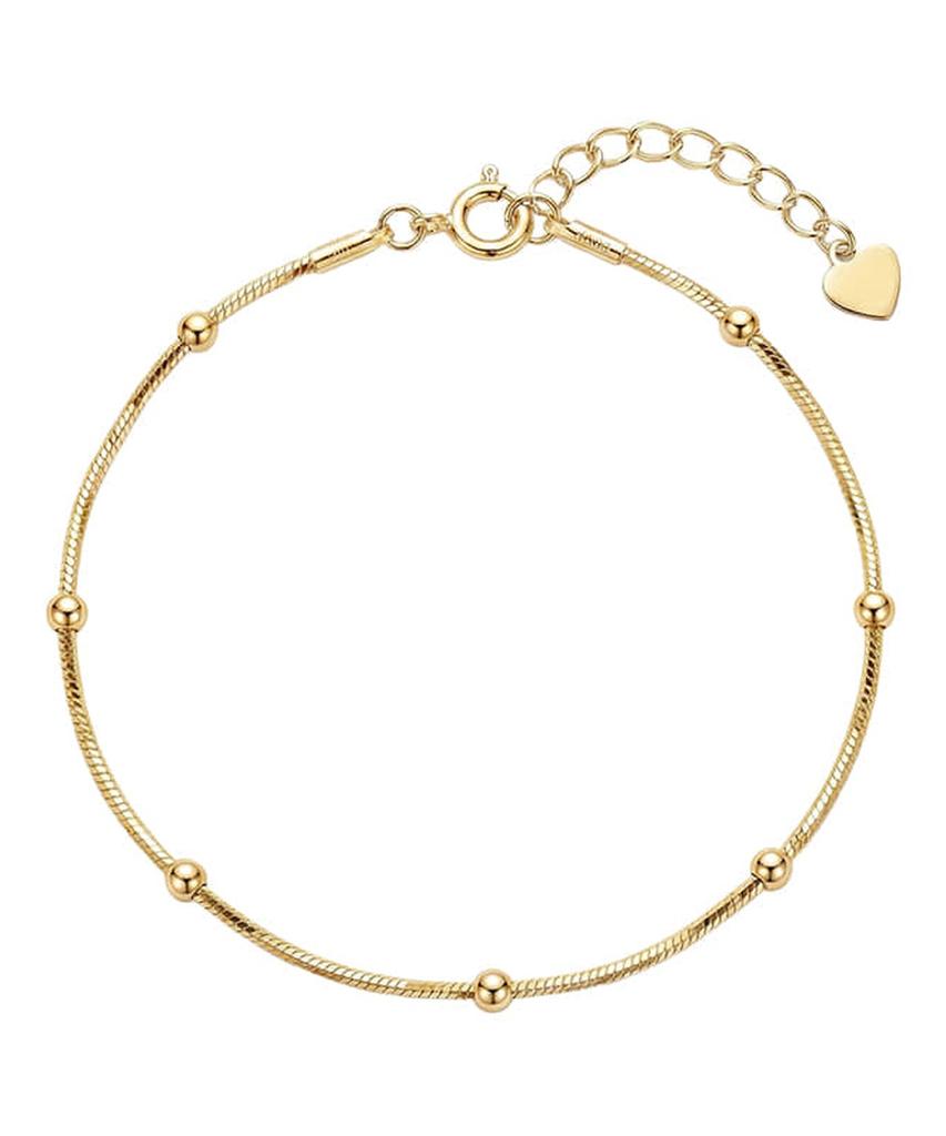Alleun Silver 925 Square Silver Ball Snake Chain 16Cm Bracelet