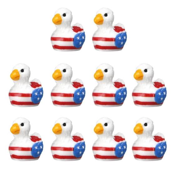 Patriotic Eagle Duck Figurine Mini Resin Ducks with 250th Anniversary Patterns Tiny Animal Sculptures for Independence Day Home Office Desk Bathroom