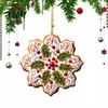Indoor Hanging Decor 2D Acrylic Christmas Ornament, Gingerbread Snowflake Red Berry Decoration Decorative Holiday Pendants for Xmas Tree, Car Rearview