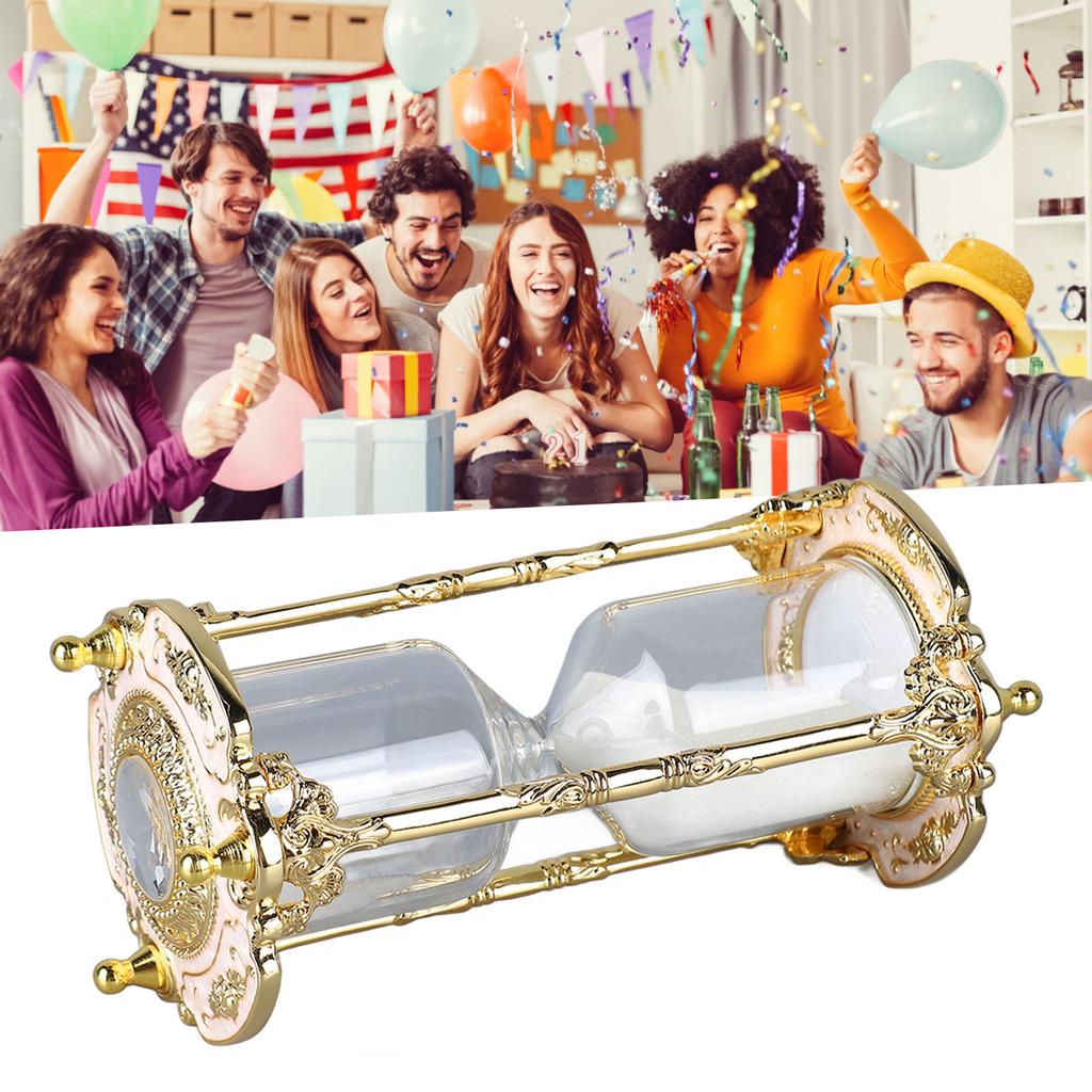 Antique Sand Hourglass Timer Metal Elegant 15 Minutes Decorative Hourglass for Wedding Home Desk