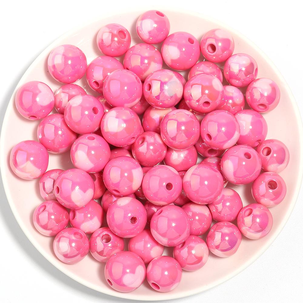 10Pcs/Lot 14 16mm Acrylic Beads Plating Colorful Heart Pattern Dual Color Round Spacer Beads Diy Bracelet Necklace Accessorie