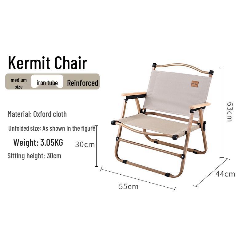 Large Portable Outdoor Folding Kermit Chair with Thickened Oxford Cloth and Metal Frame