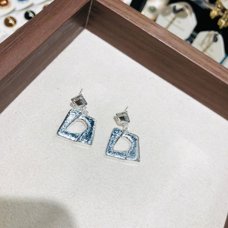 Vintage Matte Irregular Geometric Earrings for Women Blue Geometry Autumn Ear Accessory