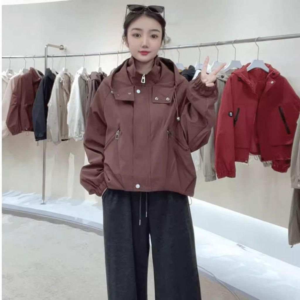 Stilvolle Damen-Kapuzen-Windbreaker-Jacke - Herbst 2025 Lockerer Schnitt Arbeitskleidungs-Stil für zierliche Größen