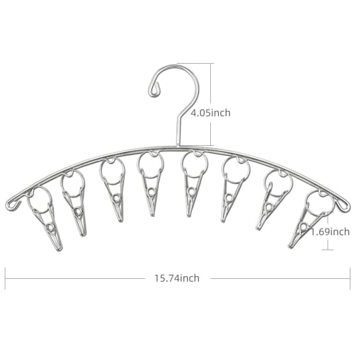 Set of 2 Waikas Stainless Steel Sock and Underwear Hangers with 8 Clips | Perfect for Drying Baby Clothes and Towels