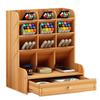 Wooden Desk Organizer Multi-Functional DIY Pen Holder Box Desktop Stationary Home Office Supply Storage Rack