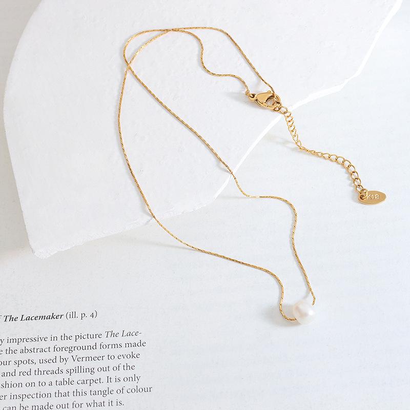 French Baroque Freshwater Pearl Pendant Necklace - Women's Clavicle Chain