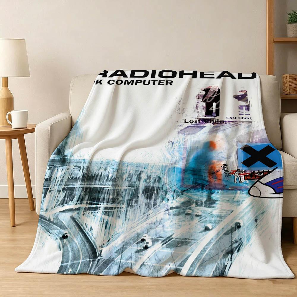 Singer R-RadioheadS-d Band Ok Computer Flannel Blanket Soft Throw Blanket Art For Home Decor Bedroom Bed Sofa Picnic Fans Gifts