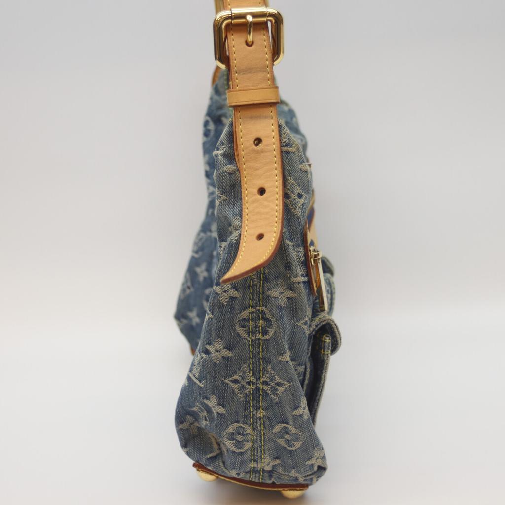Louis Vuitton 06 M95049 Monogram Denim Baggy PM Long Strap Shoulder Bag blueUsed
