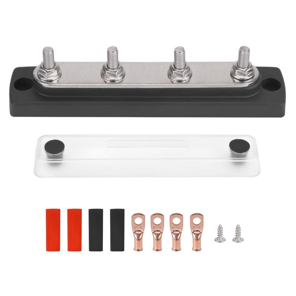 M6 Terminal Studs Bus Bar Distributor 150A 4Way 6Way Red Black 48V Heat-Resistant Power Distribution Block Copper For EV Battery