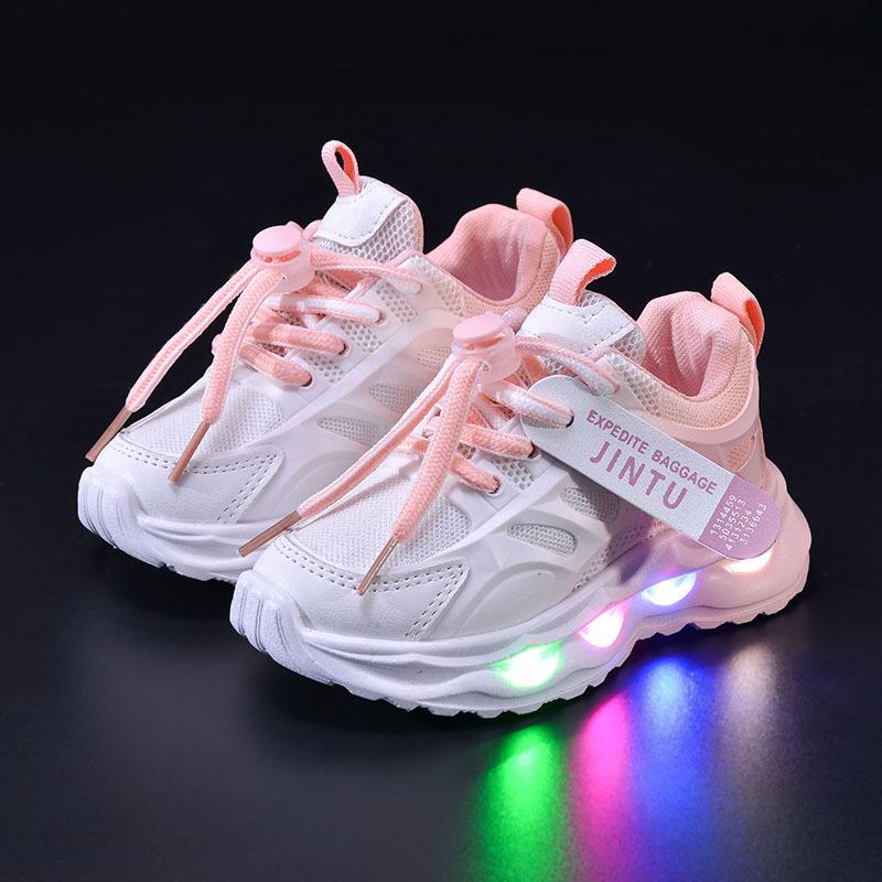 2025 Spring Kids' Light-Up Gradient Mesh Running Shoes – Trendy and Casual for Toddlers and Boys