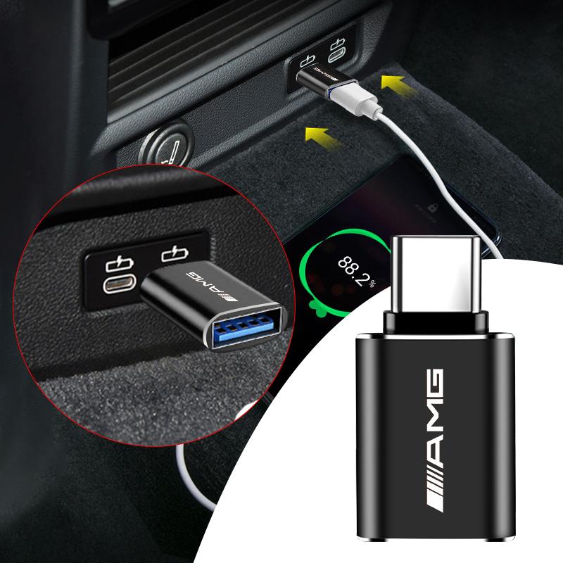 1Pcs Car Usb Type C Cable Converter Charging Adapter Car Accessories For Mercedes Benz AMG W212 W205 W246 W176 W213 GLC GLE GLS ML Welcome Laser Lamp
