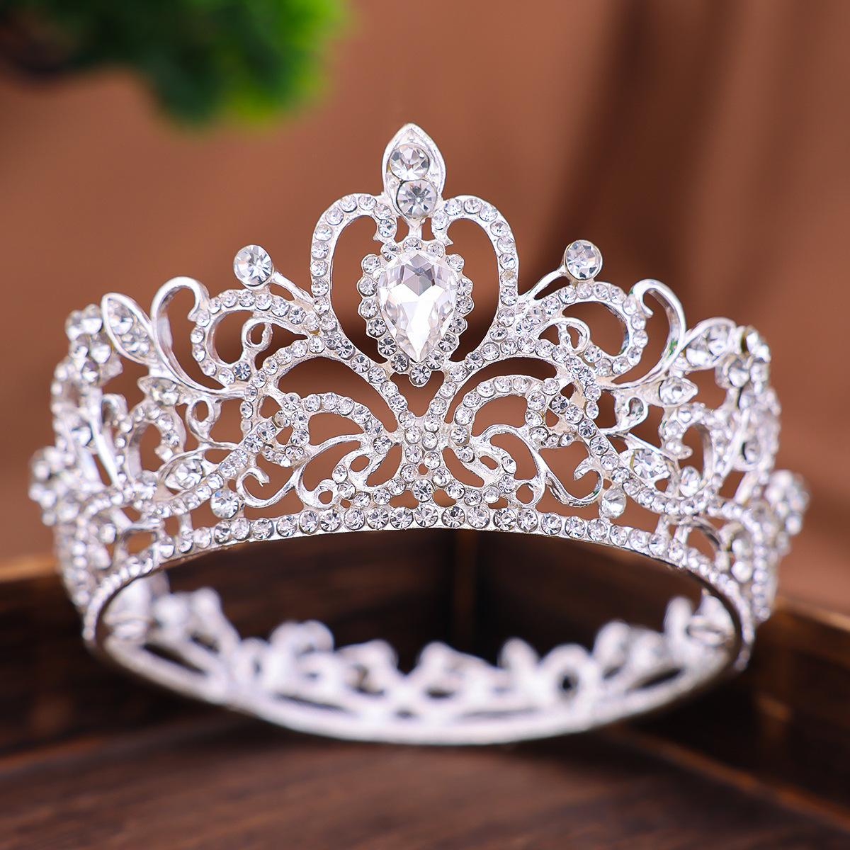 Стразы Полный Круг Корона Тиара Европейская и Американская Невеста Барокко Круглая Корона Украшения для Волос Корона в Стиле на День Рождения Аксессуары