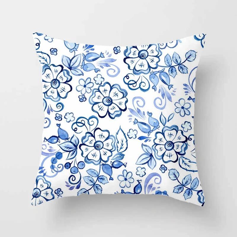 Office Living Room Home Pillowcase Luxury Geometric Blue Print Pillowcase Car Ornaments