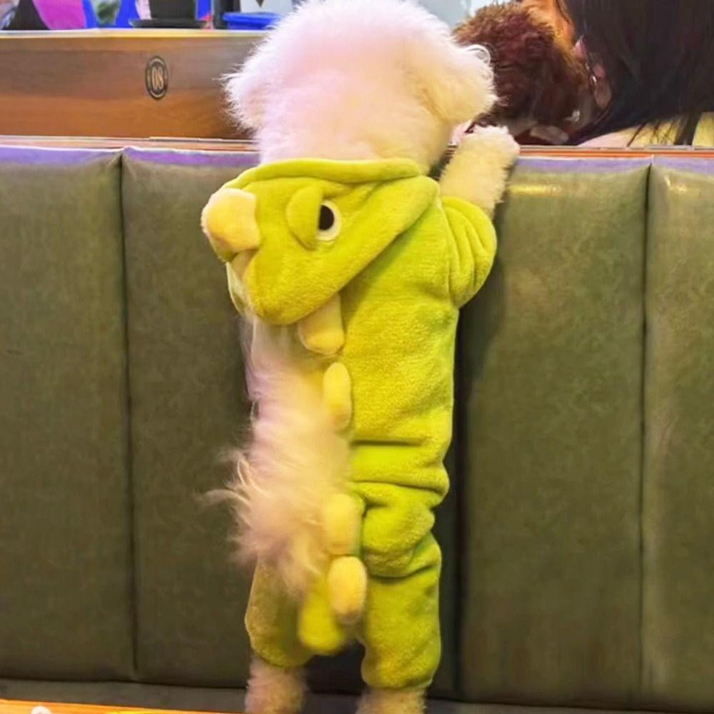 Cartoon Dinosaur Winter Pet Clothes Thickened Dog Pullover Hoodie Puppy Cat Clothing Small Dogs