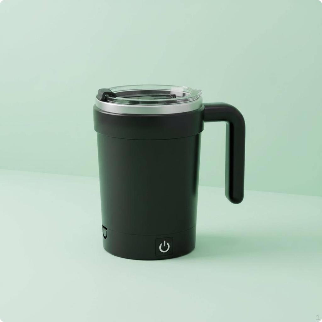 Stirring Cup Removable Base Temperature Display Mug Portable Mixing for Office, Travel White