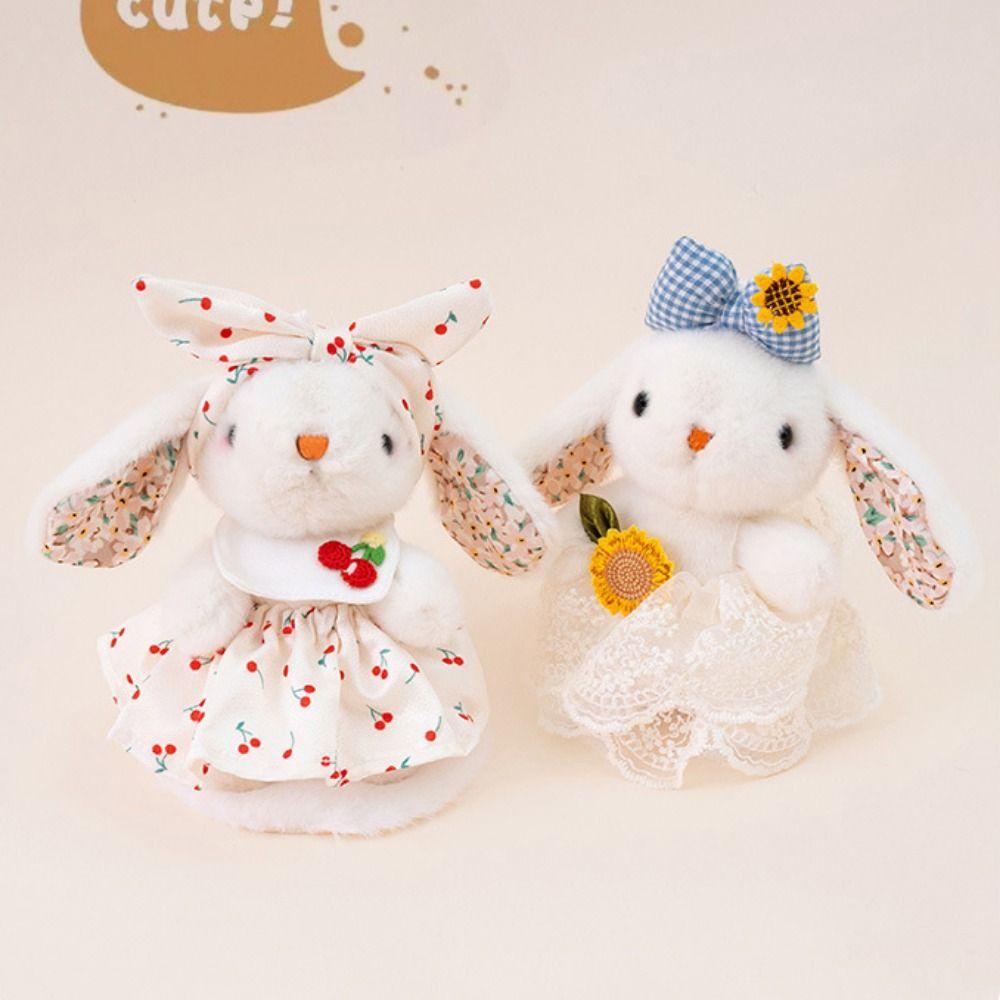 Bowknot Drooping Ear Rabbit Pendant Plush Stuffed Bag Hanging Pendant Plush Rabbit Keychain  Unisex