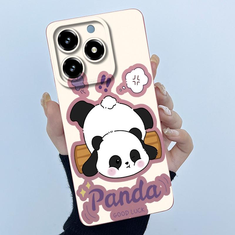 Case For Realme C61 C63 Cute Panda Sweet Girls Cats Silicone Soft Back Cover For Realme Narzo N63 2024 Bumper Protective Casing