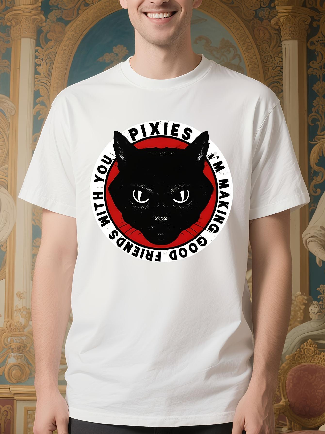 Pixies Official Tshirt - White Tee with Black Pixie Cat F... XXXL