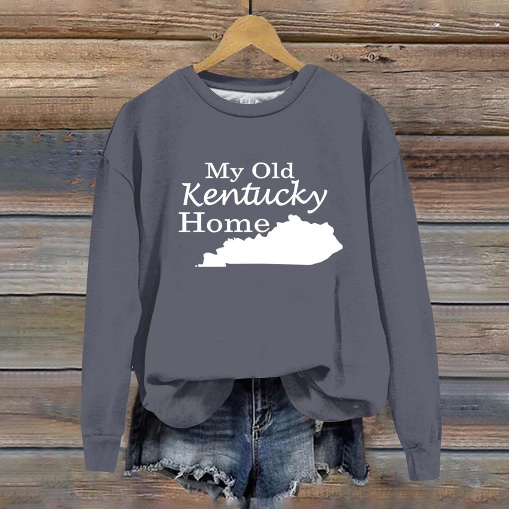 Women's Printed Round Neck Long Sleeved Loose Fitting Long Sleeved Casual Long Sleeved Top Hoodie