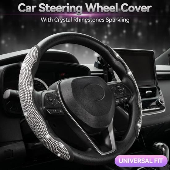 Universal Crystal Car Steering Wheel Booster Non-slip Cover Sparkling Diamond