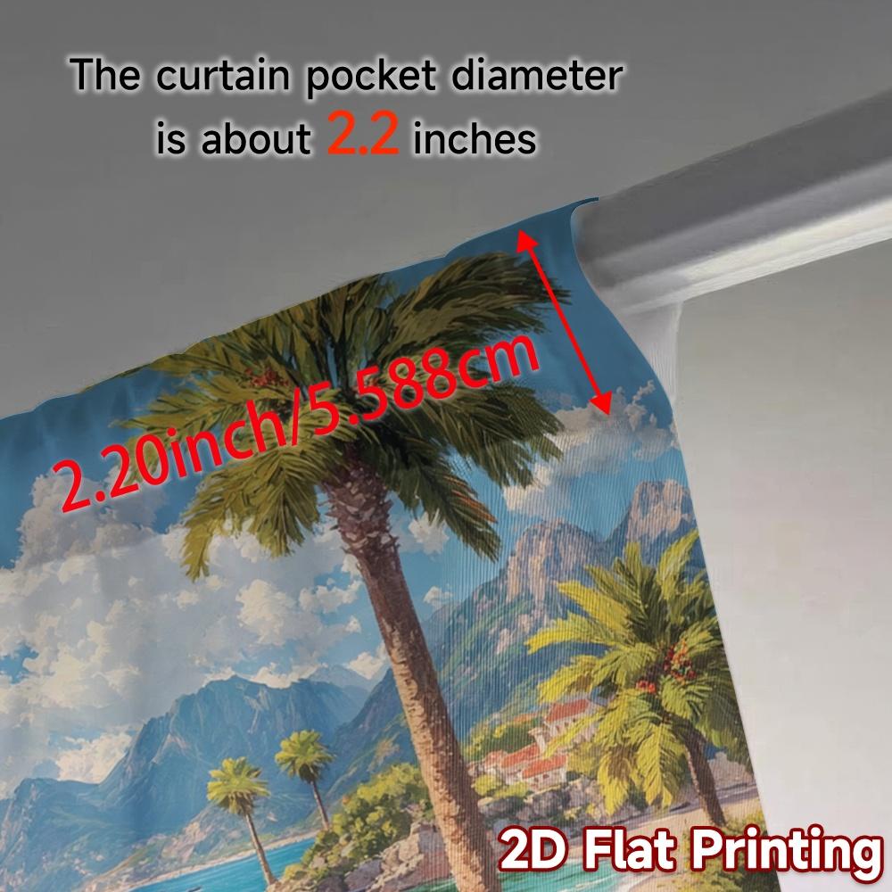 Set Of 2 Flat Printing Curtains Without Rod Tropical Escape Semi Outdoor Decorations Modern Sheer Made Polyester