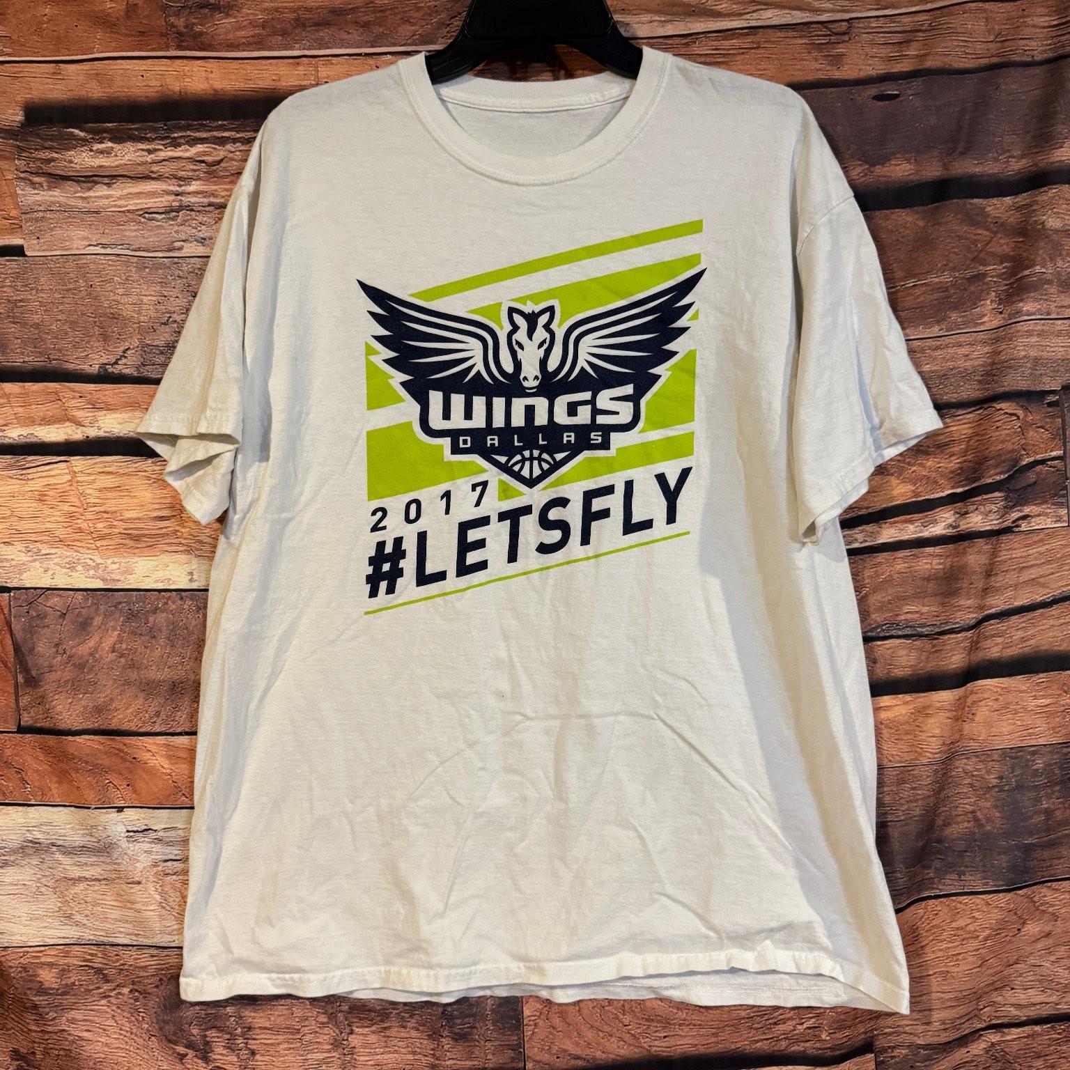 WINGS DALLAS Men’s White L 2017 #LETSFLY Graphic Cotton Tee Unisex T-Shirt XXXL