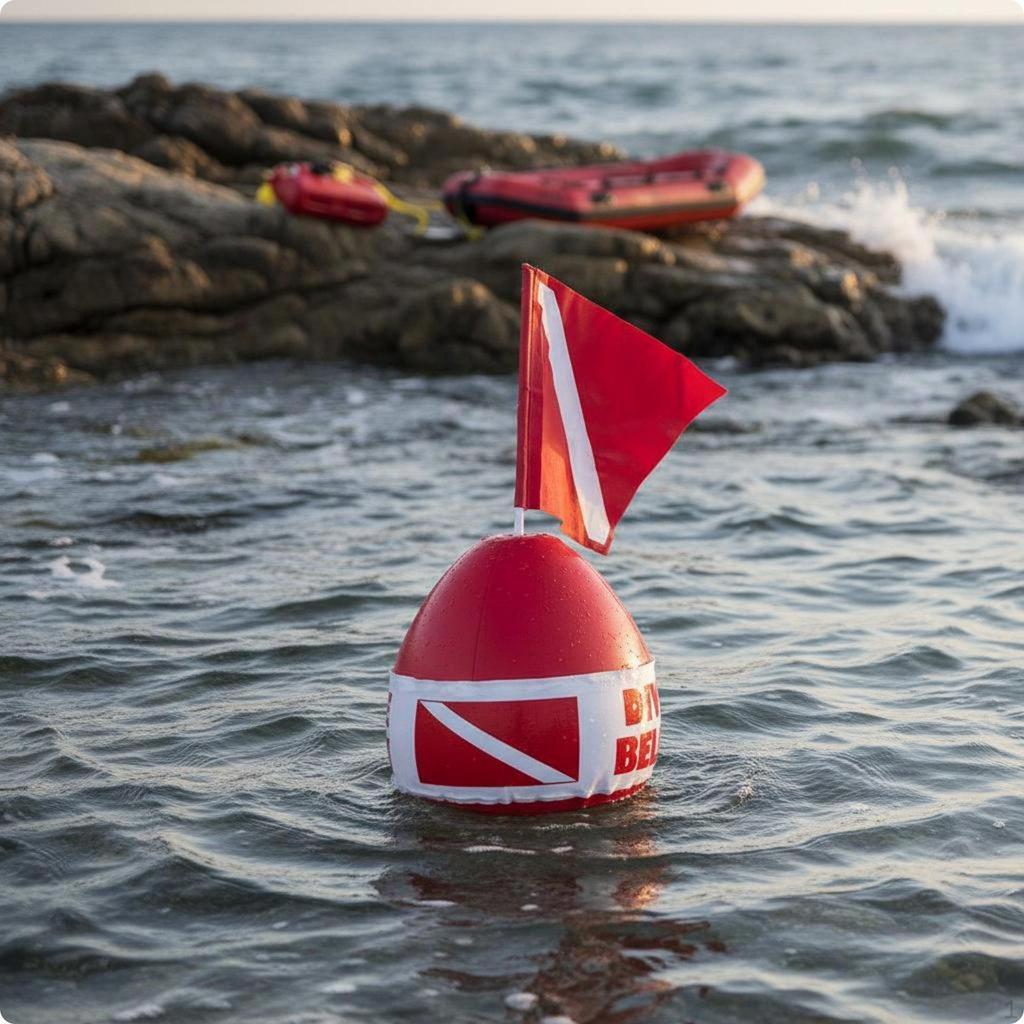 Dive Buoy with Flag Easy to Inflate Inflatable Marker High Visibility for Divers,
