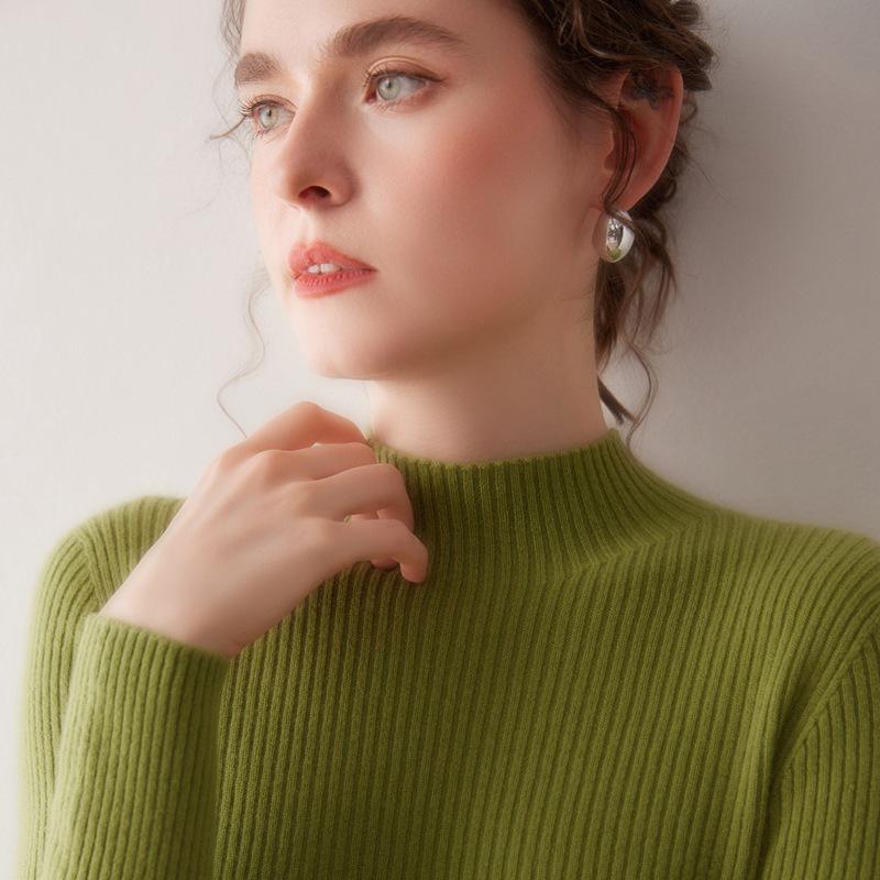 Women's Pure Cashmere Half-High Neck Sweater for Autumn/Winter