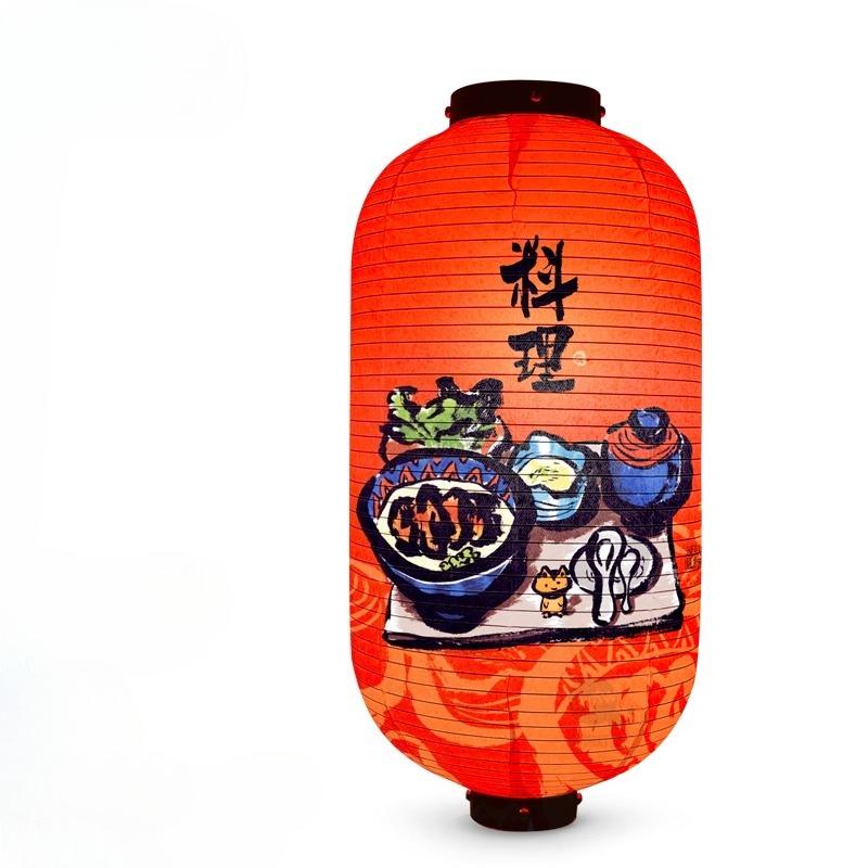 Korean style Restaurant Lanterns Outdoor Waterproof Fabric Hand-written Japanese Food Illustrations Izakaya Advertising Decorate