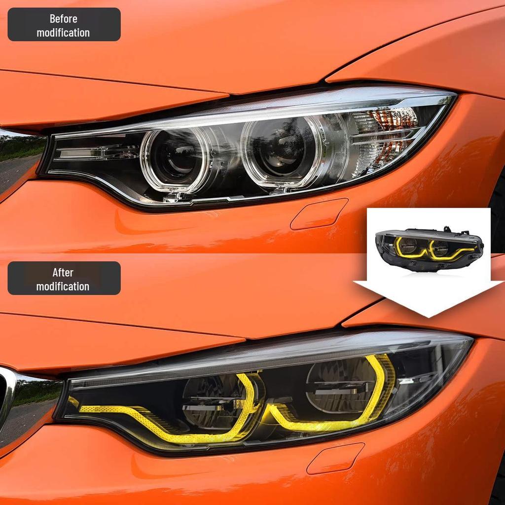BMW 4 Series (2013-2020) F32 Headlight Assembly with M4 Style LED Turn Signals & Golden DRL