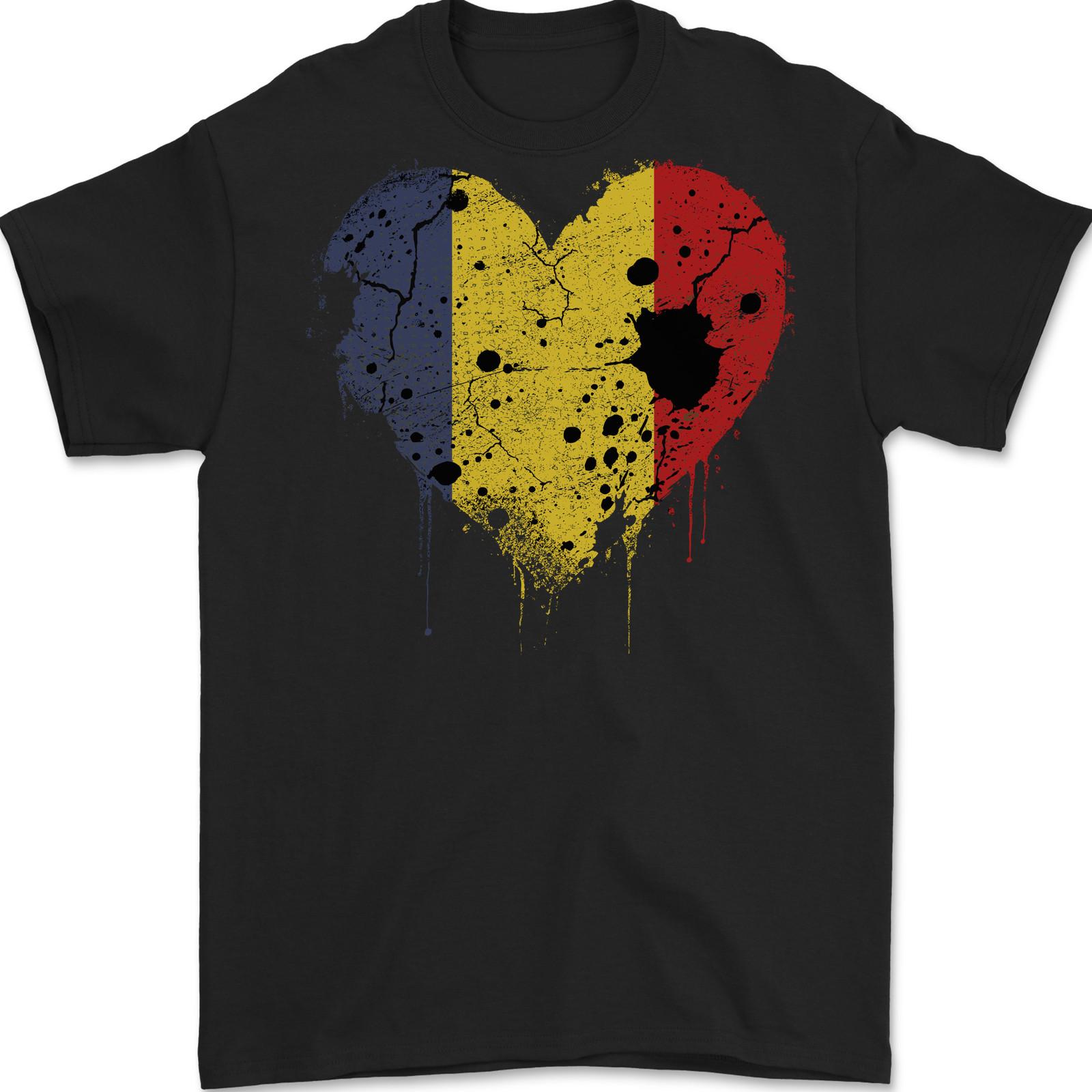 Love Romania Flag Romanian Day Football Mens T-Shirt Cotton L