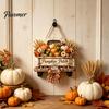 Wooden Autumn Welcome Sign Harvest Pumpkin Truck Hanging for Front Door, Fall Door with Rustic Farmhouse Thanksgiving Decor Hemp Rope, Distressed