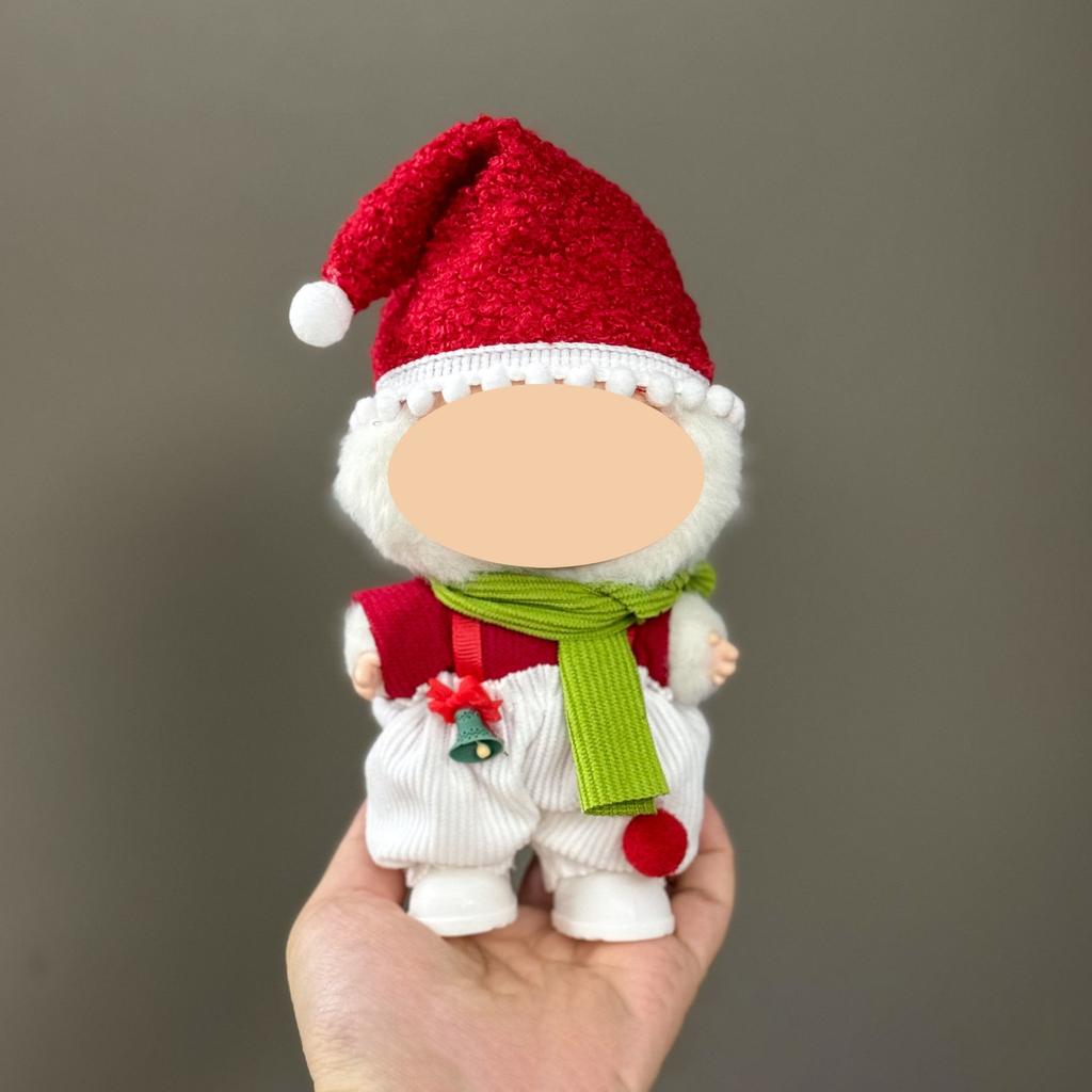 Only Clothes For 17Cm Labubu V1 V2 V3 Plush Idol Doll'S Clothing Christmas Red Santa Claus Sweater Hat Set Halloween Accessories