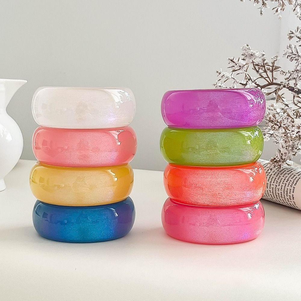 Bright Color Chunky Bangles Round Resin Bracelets New Lady's Bracelet  Gifts