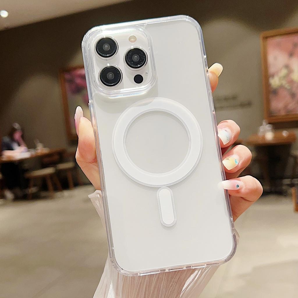 Acrylic transparent magnetic Apple phone case suitable for iPhone 17 Air 16E 15 Pro Max 14 plus 13 mini 12 11 XR XS X 8 7