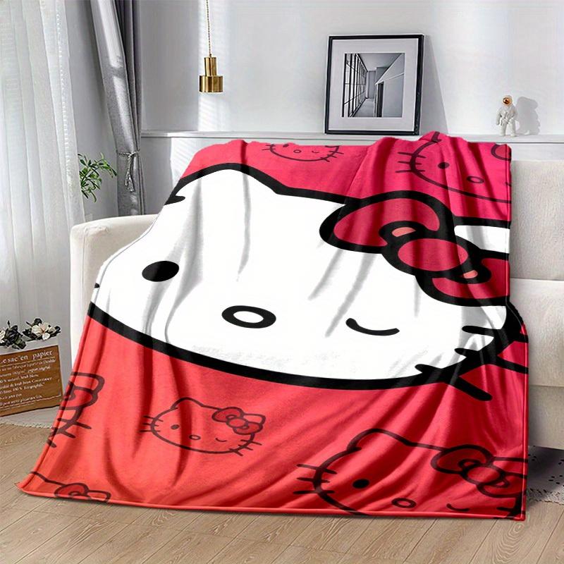 1pc. Hello Kitty Red Background Cute Cartoon Print Blanket - Home Office Outdoor Gift Suitable for All Seasonsz041747