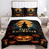 3pcs Horror Theme Happy Halloween Bedding Set - Includes Quilt Cover and Pillowcases, Suitable for All Seasons, Machine Washable - Ideal Gif