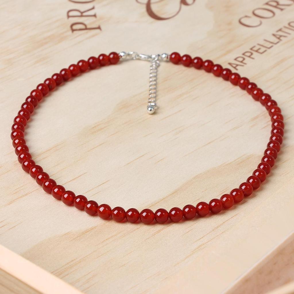 Handmade Red Agate Beaded Necklace: Women's High-End Chinese Style Clavicle Choker