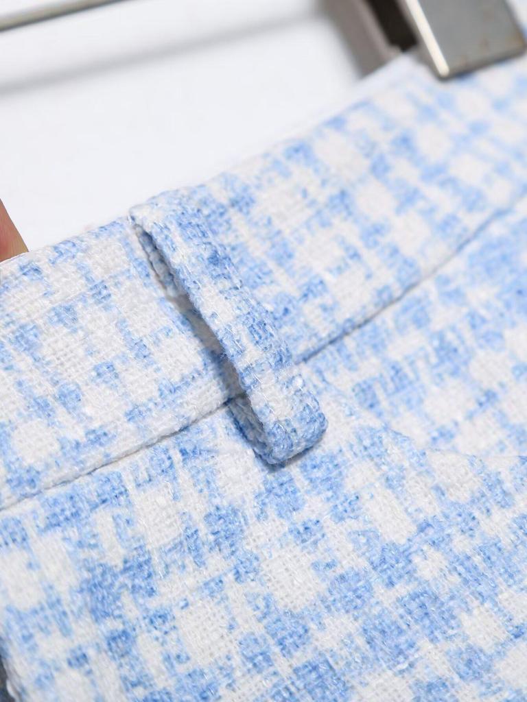 2024 Women's Winter Textured Casual Suit Jacket & Shorts - European & American Style