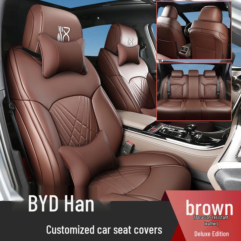 Durable Leather Seat Cover for BYD Han - Suitable for All Seasons, Fits Five Seats