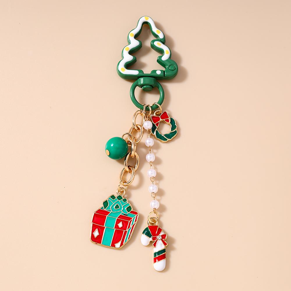 Fashion Christmas Keychain Women Girls Snowman Elk Key Ring Pendants for Handbag Decor DIY Key Chain New Year Gifts