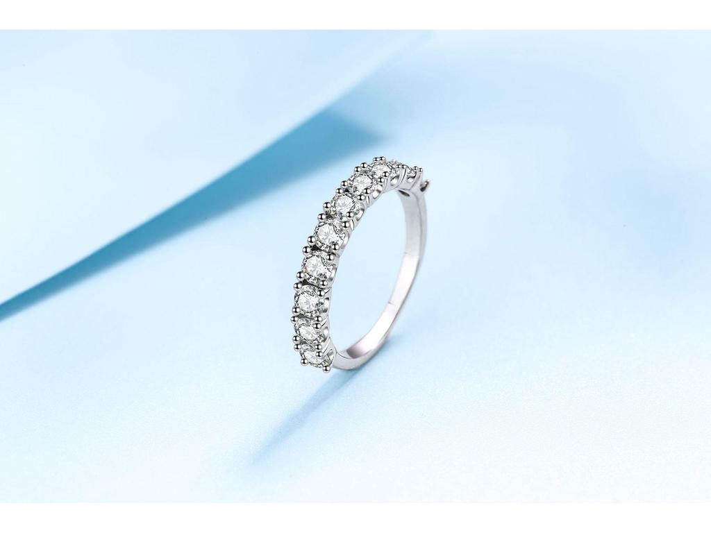 Platinum-Plated Moissanite Princess-Cut Ring In 925 Sterling Silver