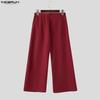 INCERUN Men High Waist Zip-up Side Mesh Patchwork Casual Flare Pants Trousers