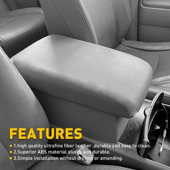 Center Console Armrest Cover Lid PU Leather Gray Fit Toyota Highlander 2008-2013