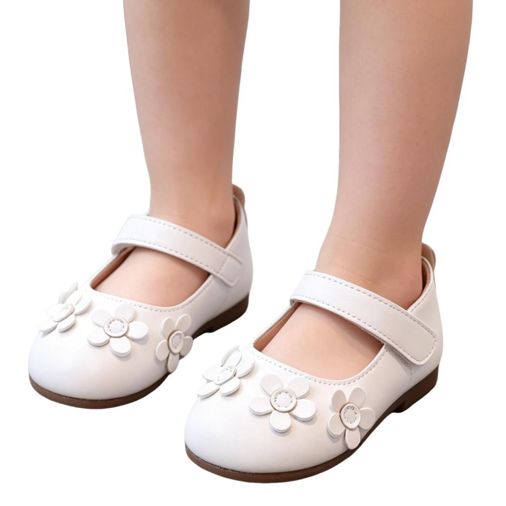 Girls Floral Ballet Flat Shoes with Adjustable Strap Comfortable Soft Sole Toddler Kids Dress Shoes for Dance Party School Wear