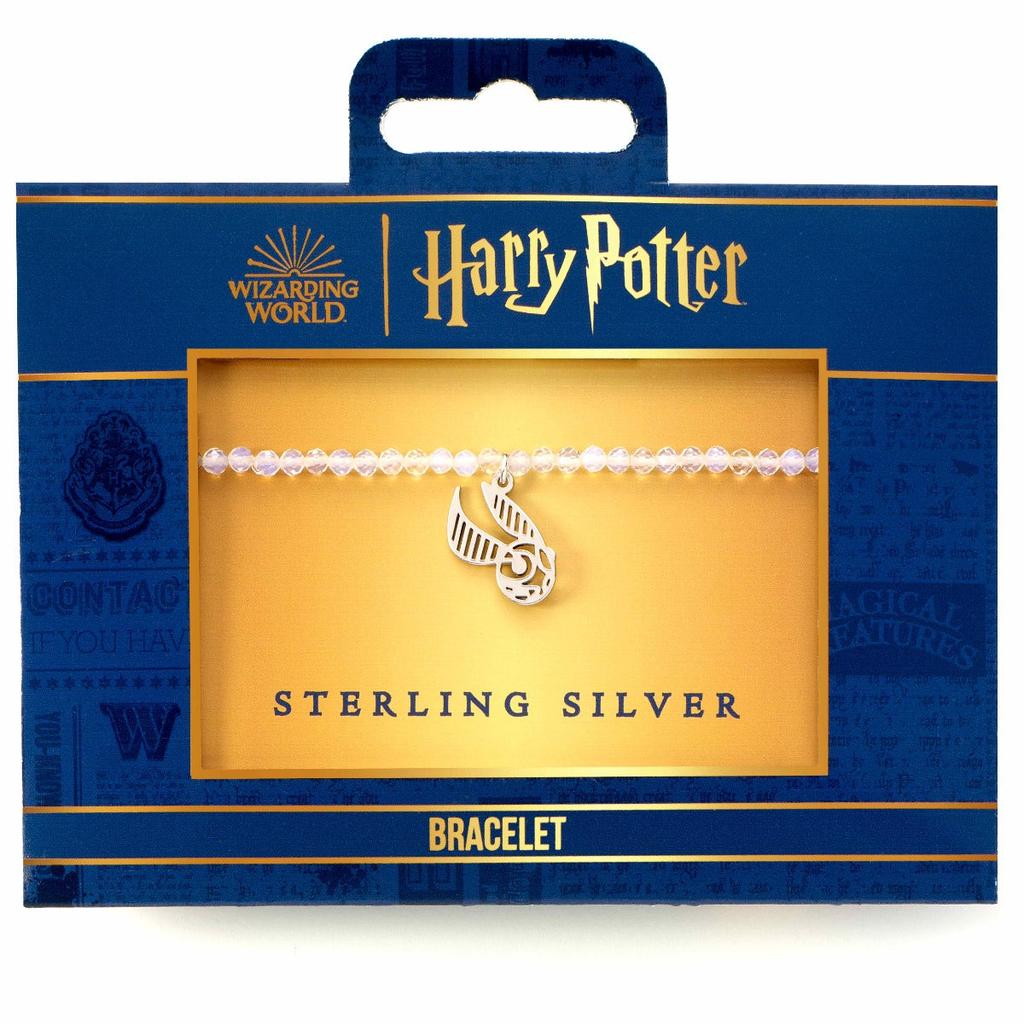 Harry Potter semi Precious stone bracelet with sterling silver Golden snitch charm