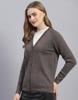 MONTE CARLO Mouse Grey Mix Solid V Neck Cardigan