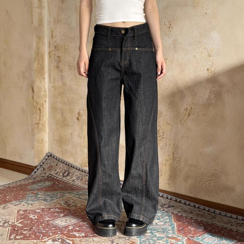 

Plus Size American Vintage Primary Color Straight-leg Jeans Women Loose Washed Y2k Distressed Versatile Elegant Wide-leg Pants 3XL синий