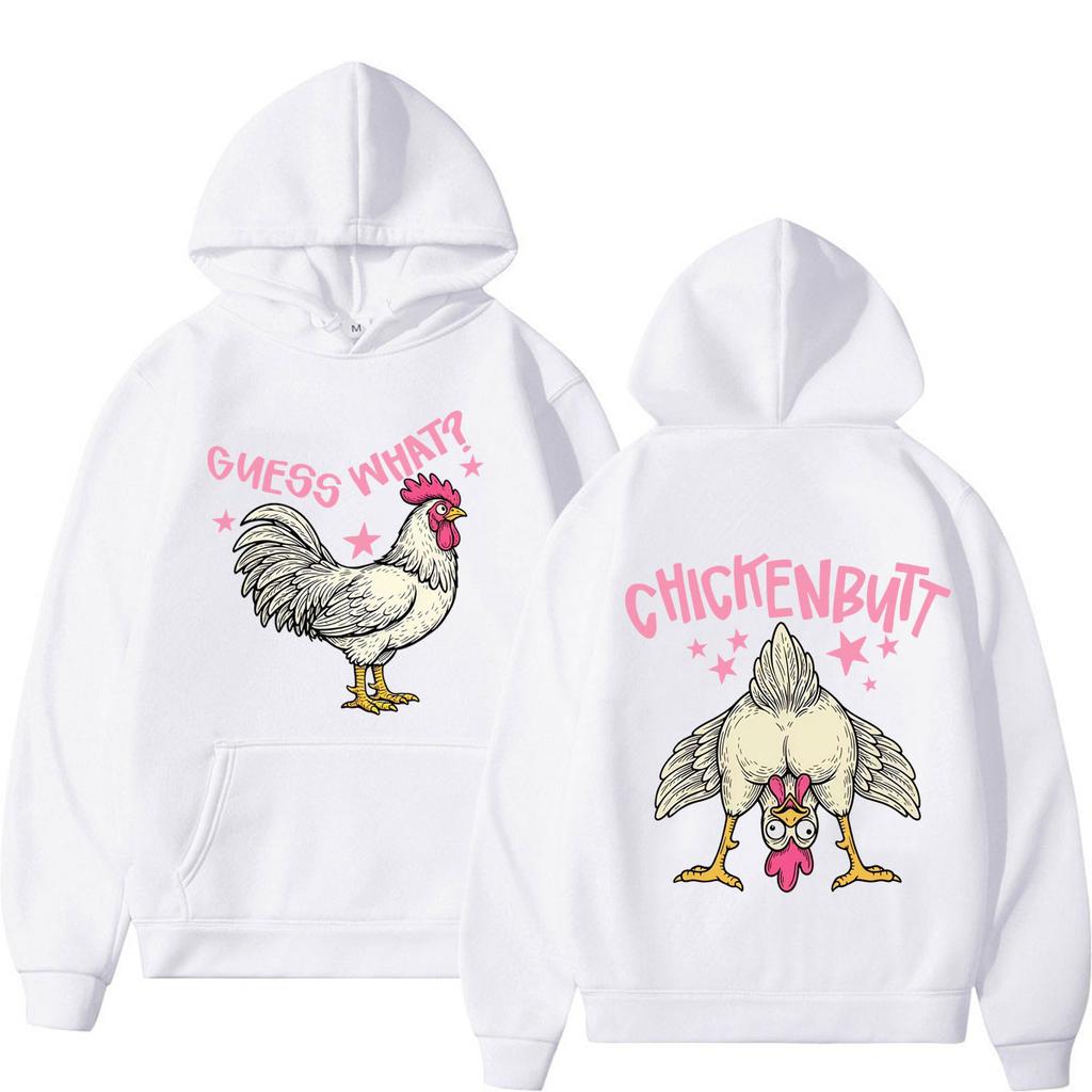 Guess What Chicken Butt Funny Meme Sweatshirts Men Women Fashion Vintage Hoodie Winter Loose Casual Aesthetic Trend Pullover